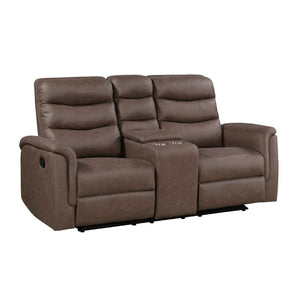 English Elm Modern Three Piece Reclining Sofa Set with Microfiber Upholstery and Storage Console B011S04363