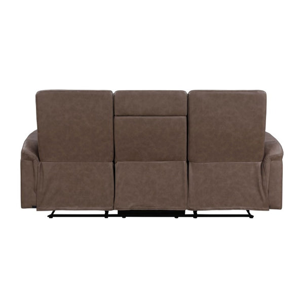 English Elm Modern Three Piece Reclining Sofa Set with Microfiber Upholstery and Storage Console B011S04363