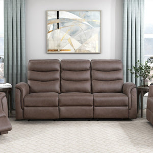 English Elm Modern Three Piece Reclining Sofa Set with Microfiber Upholstery and Storage Console B011S04363