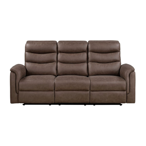 English Elm Modern Three Piece Reclining Sofa Set with Microfiber Upholstery and Storage Console B011S04363