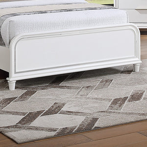 English Elm Bedroom Eastern King Platform Set with LED Headboard Pearl White Acacia Wood Frame B011S04366