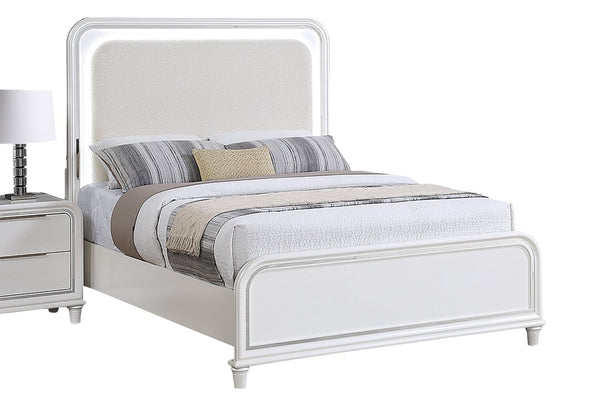 English Elm Gray Oak Veneer Eastern King Panel Bed Set with Tall Headboard and Storage Drawers White Contemporary B011S04370