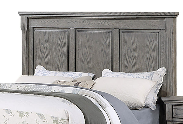 English Elm King Platform Bed Tall Three Panel Headboard Oak Veneer Gray Storage Drawers Included B011S04374