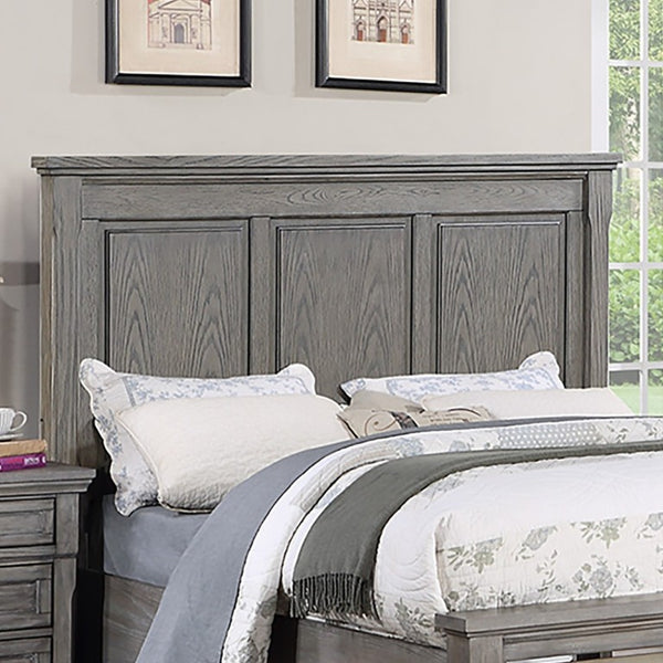 English Elm 3Pc Transitional Bedroom Set with Panel Bed Underbed Storage Nightstand and Tall Chest Gray King B011S04379