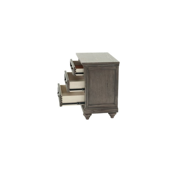 English Elm 3Pc Transitional Bedroom Set with Panel Bed Underbed Storage Nightstand and Tall Chest Gray King B011S04379