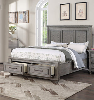 English Elm 3Pc Transitional Bedroom Set with Panel Bed Underbed Storage Nightstand and Tall Chest Gray King B011S04379