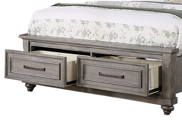 English Elm 3Pc Transitional Bedroom Set with Panel Bed Underbed Storage Nightstand and Tall Chest Gray King B011S04379