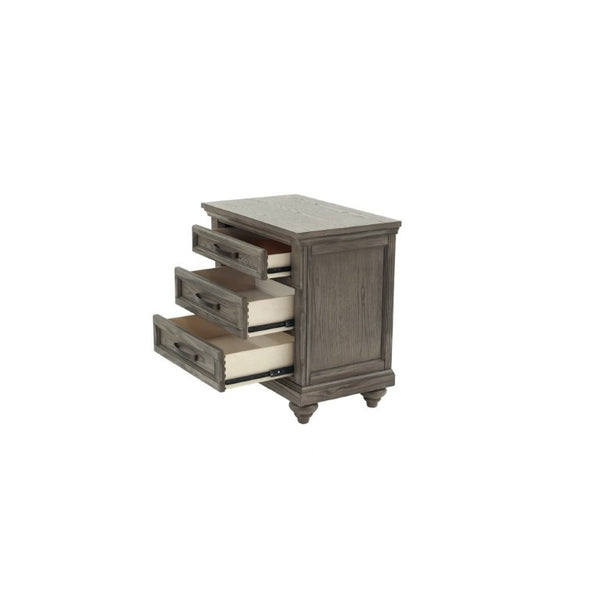 English Elm 3Pc Transitional Bedroom Set with Panel Bed Underbed Storage Nightstand and Tall Chest Gray King B011S04379