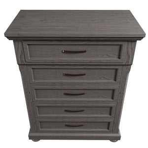 English Elm 3Pc Transitional Bedroom Set with Panel Bed Underbed Storage Nightstand and Tall Chest Gray King B011S04379