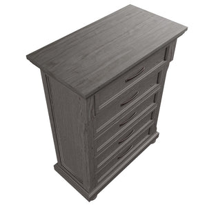 English Elm 3Pc Transitional Bedroom Set with Panel Bed Underbed Storage Nightstand and Tall Chest Gray King B011S04379