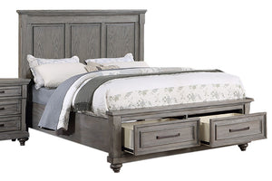 English Elm 3Pc Transitional Bedroom Set with Panel Bed Underbed Storage Nightstand and Tall Chest Gray King B011S04379