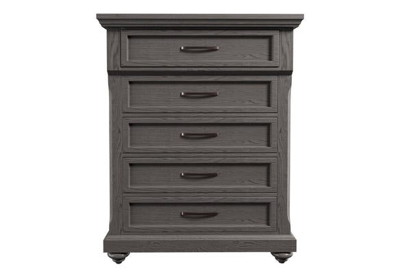 English Elm 3Pc Transitional Bedroom Set with Panel Bed Underbed Storage Nightstand and Tall Chest Gray King B011S04379