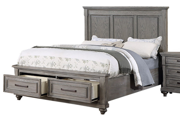 English Elm 3Pc Transitional Bedroom Set with Panel Bed Underbed Storage Nightstand and Tall Chest Gray King B011S04379