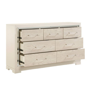 English Elm Modern Glam Tall Five Drawer Chest with Mirror Trim Acrylic Handles Bedroom Storage 7-Drawer Dresser with Mirror B011S04393