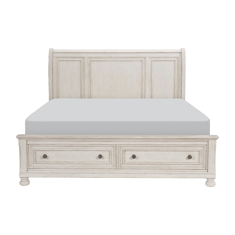 English Elm Traditional Ash Veneer Platform Bed with Footboard Storage Drawers and Bun Feet California King B011S04400