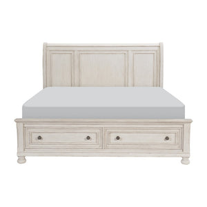 English Elm Traditional Ash Veneer Platform Bed with Footboard Storage Drawers and Bun Feet California King B011S04400