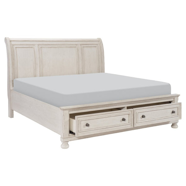 English Elm Traditional Ash Veneer Platform Bed with Footboard Storage Drawers and Bun Feet California King B011S04400