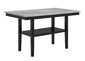English Elm 6Pc Counter Height Dining Set Faux Marble Table Gray Upholstered Chairs Bench Gray 6-Piece B011S04406