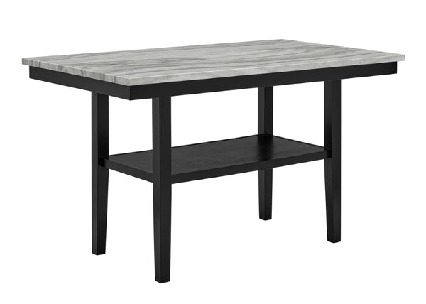 English Elm 6Pc Counter Height Dining Set Faux Marble Table Gray Upholstered Chairs Bench Gray 6-Piece B011S04406
