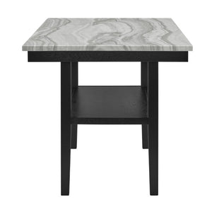 English Elm 6Pc Counter Height Dining Set Faux Marble Table Gray Upholstered Chairs Bench Gray 6-Piece B011S04406
