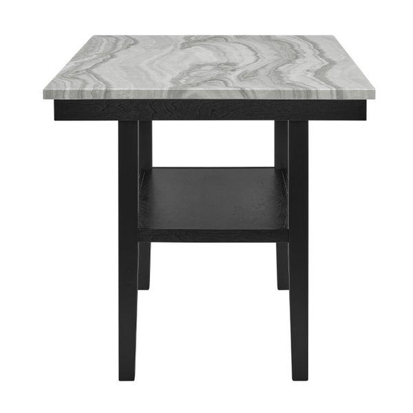 English Elm 6Pc Counter Height Dining Set Faux Marble Table Gray Upholstered Chairs Bench Gray 6-Piece B011S04406