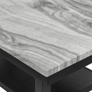 English Elm 6Pc Counter Height Dining Set Faux Marble Table Gray Upholstered Chairs Bench Gray 6-Piece B011S04406