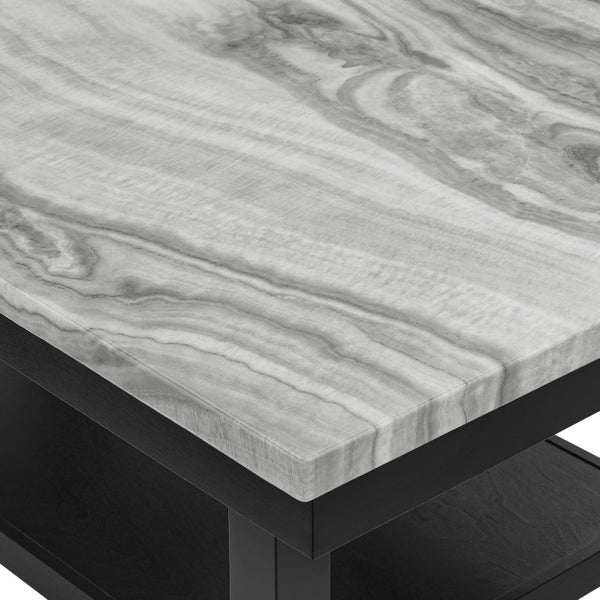 English Elm 6Pc Counter Height Dining Set Faux Marble Table Gray Upholstered Chairs Bench Gray 6-Piece B011S04406