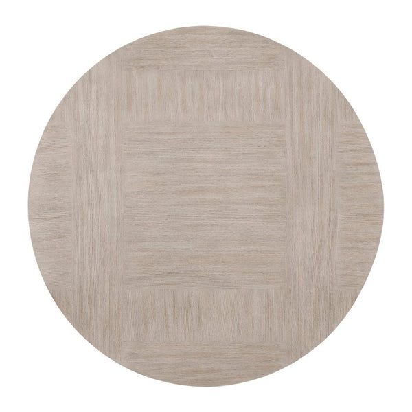 English Elm Contemporary Round Pedestal Dining Table Oak Veneer Two Tone Gray White Seats Six B011S04414