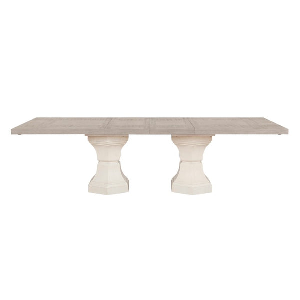 English Elm Contemporary Extendable Double Pedestal Dining Table Seats Eight in Oak Veneer Wood B011S04415