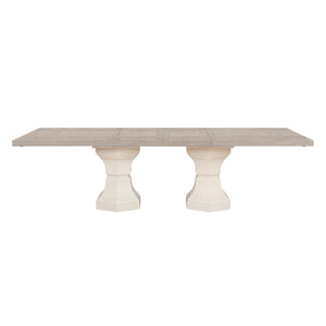 English Elm 5Pc Extendable Dining Set Solid Wood Two-Tone Table with Ivory Upholstered Chairs B011S04420