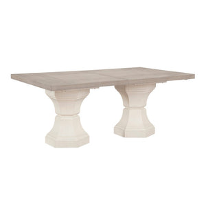 English Elm 5Pc Extendable Dining Set Solid Wood Two-Tone Table with Ivory Upholstered Chairs B011S04420