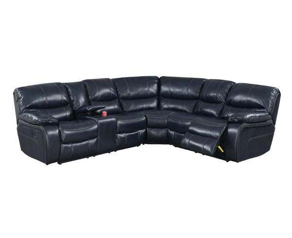 English Elm Power Reclining Sectional with Gel Leatherette Upholstery USB Port and Cupholders B011S04423