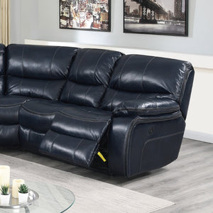 English Elm Power Reclining Sectional with Gel Leatherette Upholstery USB Port and Cupholders B011S04423