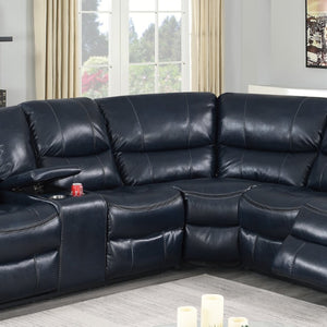 English Elm Power Reclining Sectional with Gel Leatherette Upholstery USB Port and Cupholders B011S04423