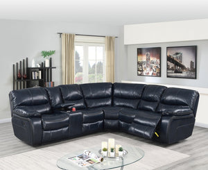 English Elm Power Reclining Sectional with Gel Leatherette Upholstery USB Port and Cupholders B011S04423