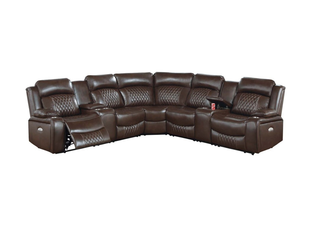 English Elm Contemporary Power Reclining Sectional Gel Leatherette Diamond Stitch Living Room Couch B011S04425