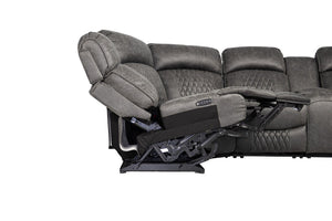 English Elm Laf and Raf Power Reclining Sectional with Console and Plush Upholstered Seating Charcoal Faux Leather 69 x 38 x 41 B011S04426
