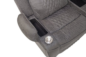 English Elm Laf and Raf Power Reclining Sectional with Console and Plush Upholstered Seating Charcoal Faux Leather 69 x 38 x 41 B011S04426