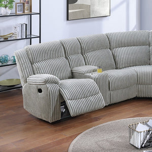 English Elm Black Corduroy Power Reclining Sectional with Console Cup Holders for Living Room Grey Ash B011S04428