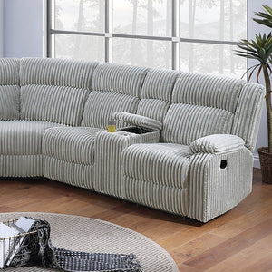 English Elm Black Corduroy Power Reclining Sectional with Console Cup Holders for Living Room Grey Ash B011S04428