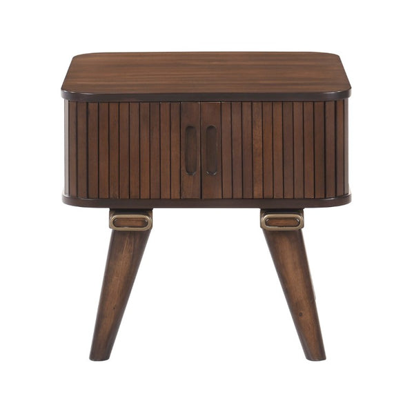 English Elm Cocktail and End Table Set with Tambour Storage Walnut Veneer Mid Century Modern B011S04432