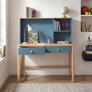 English Elm Hutch, Writing Desk and Bookcase Study Set Rubberwood Scandinavian Home Office B011S04446