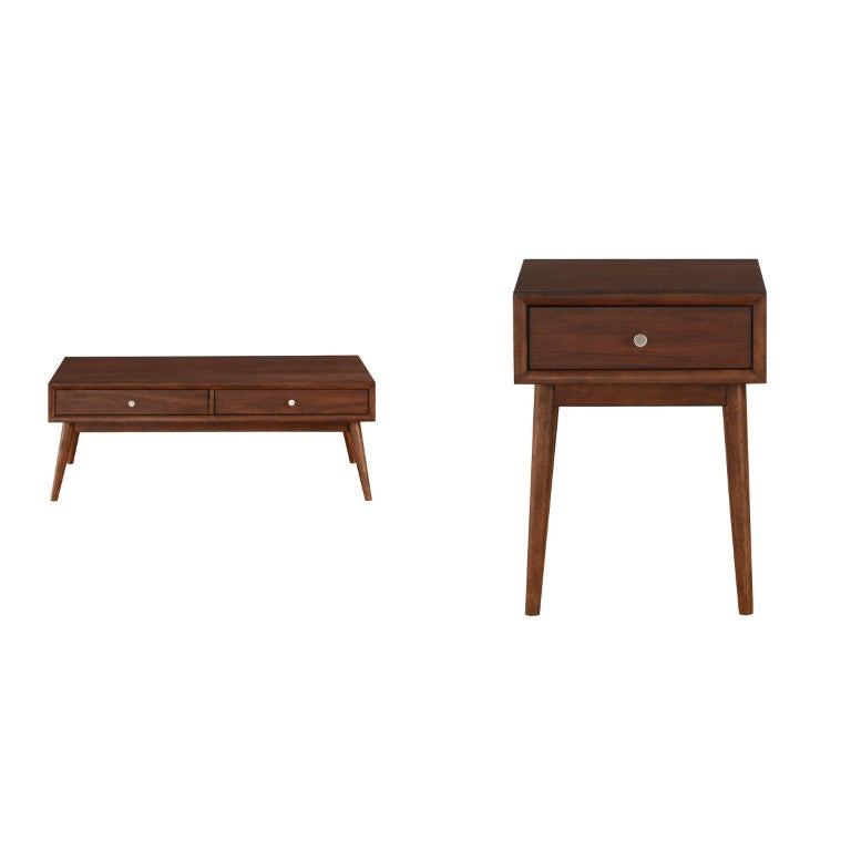 English Elm Cocktail and End Table 2 Piece Set Walnut Veneer Mid-Century Living Room Duo B011S04448