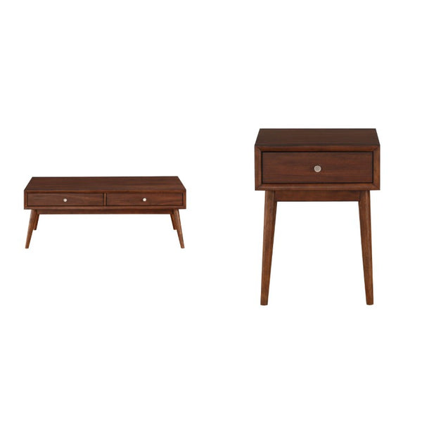English Elm Cocktail and End Table 2 Piece Set Walnut Veneer Mid-Century Living Room Duo B011S04448