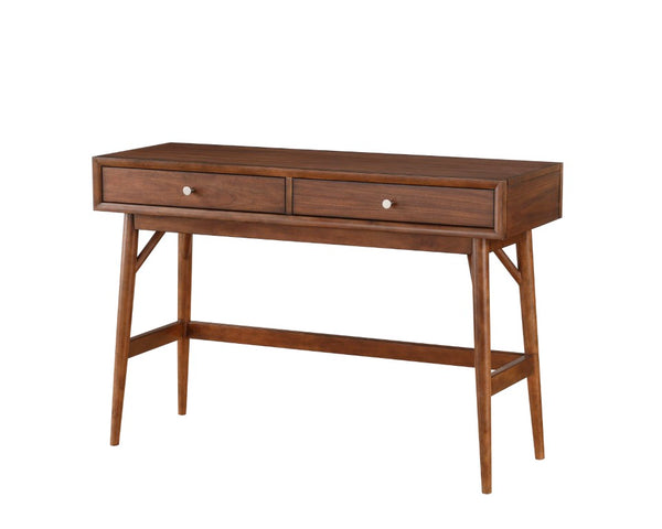 English Elm Cocktail and Sofa Table 2 Piece Set Mid Century Walnut Veneer with Nickel Hardware B011S04449