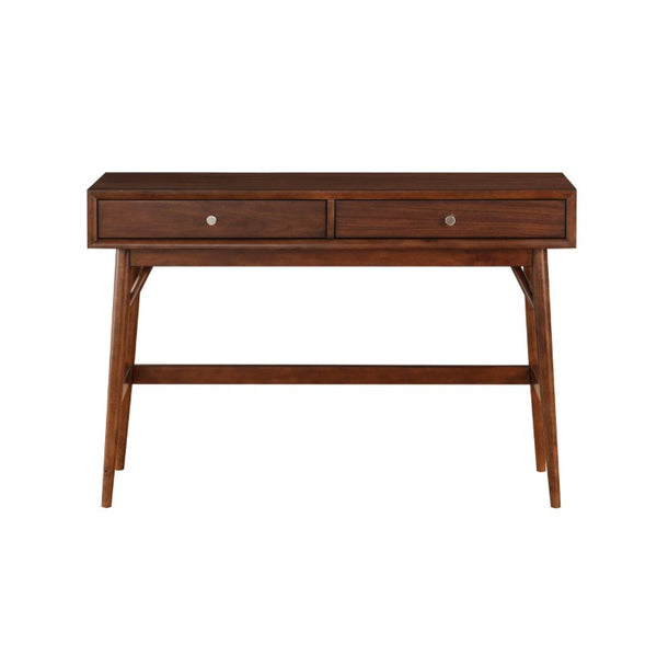 English Elm Cocktail and Sofa Table 2 Piece Set Mid Century Walnut Veneer with Nickel Hardware B011S04449