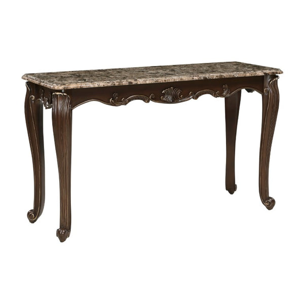 English Elm Cocktail End and Sofa 3 Piece Set with Marble Tops Cabriole Legs Cherry Finish B011S04459