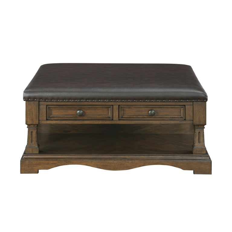 English Elm Cocktail and End Table Set Cherry Veneer Dark Brown Traditional Living Room Pair B011S04460