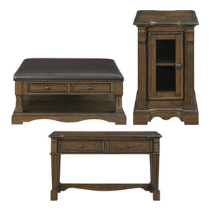 English Elm Cocktail Chairside and Sofa 3 Piece Set Cherry Veneer Traditional Dark Brown Living Room B011S04464