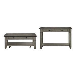 English Elm Cocktail and Sofa Table Set Oak Veneer Tops Farmhouse Living Room Storage Duo B011S04473